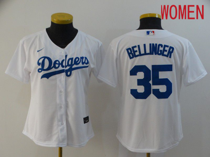 Women Los Angeles Dodgers 35 Bellinger White Game Nike MLB Jerseys